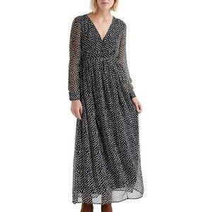 Women's Lucky Brand Polka Dot Sheer Long Sleeves Maxi Dress Size S